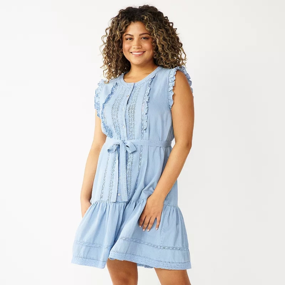 NWT Draper James RSVP Blue Sleeveless Tiered Dress (XXL)